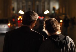 Gary Bergeron and Paola Leerschool, right, walk towards the Vatican during a demonstration of sex abuse victims and supporters on Oct. 31 in Rome. PHOTO: CNS/Paul Haring Gary Bergeron and Paola Leerschool, right, walk towards the Vatican during a demonstration of sex abuse victims and supporters on Oct. 31 in Rome. PHOTO: CNS/Paul Haring