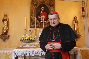 US Cardinal Raymond Burke pictured in the chapel of his residence at the Vatican in 2012. PHOTO: CNS / PAUL HARING.