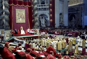 Pope Paul VI presides over a meeting of the Second Vatican Council in St. Peter's Basilica at the Vatican in 1963. PHOTO: CNS/Catholic Press Pope Paul VI presides over a meeting of the Second Vatican Council in St. Peter's Basilica at the Vatican in 1963. PHOTO: CNS/Catholic Press