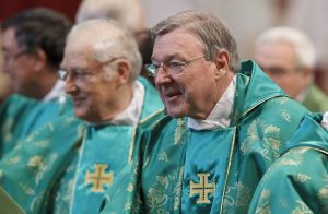 Cardinal George Pell of Sydney prepares to exchange the sign of peace during the closing Mass of the Synod of Bishops on the new evangelization celebrated on Oct. 28 by Pope Benedict XVI in St. Peter's Basilica at the Vatican. PHOTO: CNS/Paul Haring Cardinal George Pell of Sydney prepares to exchange the sign of peace during the closing Mass of the Synod of Bishops on the new evangelization celebrated on Oct. 28 by Pope Benedict XVI in St. Peter's Basilica at the Vatican. PHOTO: CNS/Paul Haring