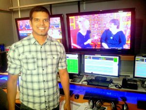 Warren Masilamony in the studios of WTV, the Perth community television station.