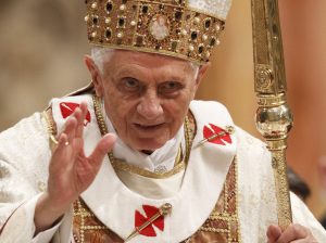 Pope Benedict XVI waves after celebrating Mass marking the feast of the Presentation of the Lord and World Day for Consecrated Life on Feb. 2 in St. Peter's Basilica at the Vatican. Photo: CNS/Paul Haring Pope Benedict XVI waves after celebrating Mass marking the feast of the Presentation of the Lord and World Day for Consecrated Life on Feb. 2 in St. Peter's Basilica at the Vatican. Photo: CNS/Paul Haring