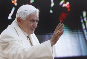 Pope Benedict XVI reads his address as he leads his final general audience on Feb. 27 in St. Peter's Square at the Vatican. PHOTO: CNS/Paul Haring) Pope Benedict XVI reads his address as he leads his final general audience on Feb. 27 in St. Peter's Square at the Vatican. PHOTO: CNS/Paul Haring)