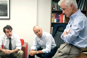 Rachel McAdams, Mark Ruffalo, Brian d'Arcy James, Michael Keaton and John Slattery star in a scene from the movie Spotlight, which chronicles the Boston Globe's uncovering of the clergy sex abuse scandal in the Archdiocese of Boston in 2002. Perth Archbishop Timothy Costelloe has this week written a moving response in the lead up to the clergy abuse themed drama. Photo: CNS/Open Road Films