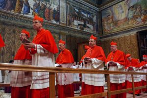 Cardinals enter the Sistine Chapel at the beginning of the conclave at the Vatican in April 18, 2005, PHOTO: CNS/L'Osservatore Romano via Catholic Press Cardinals enter the Sistine Chapel at the beginning of the conclave at the Vatican in April 18, 2005, PHOTO: CNS/L'Osservatore Romano via Catholic Press