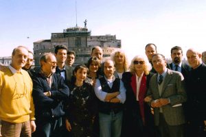 Due to its credibility, the Vatican Radio would often be visited by celebrities. Surrounded by his colleagues, Former Chief Editor of Vatican Radio Francesco Ceccarelli (centre) is pictured with Italian actress Monica Vitti and actor Alberto Sordi standing to his left. Castel Sant’Angelo can be seen in the background. Photo: Supplied. Due to its credibility, the Vatican Radio would often be visited by celebrities. Surrounded by his colleagues, Former Chief Editor of Vatican Radio Francesco Ceccarelli (centre) is pictured with Italian actress Monica Vitti and actor Alberto Sordi standing to his left. Castel Sant’Angelo can be seen in the background. Photo: Supplied.