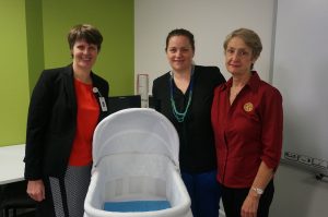 St John of God Murdoch Hospital Nurse Manager Sue Bradshaw, St John of God Mount Lawley Hospital midwife Kristy Wiegele and Melville Rotary Community Service Director Jacqueline Heron. PHOTO: Supplied