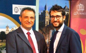 Author Dr Stefano Girola, left, with Mr David Balloni, the Italian Consul in Perth following the launch of Dr Girola’s book that detail the writings of Bishop Rosendo Salvado. Photo: Supplied.