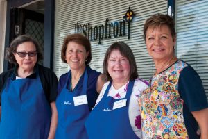 The backbone of The Shopfront – from left to right, volunteers Noreen Moncrieff, Anelia Irdi, Denise Lavey and Julie Taylor are among many volunteers who provide an invaluable service at The Shopfront. Photo: Marco Ceccarelli
