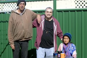 Parish priest at St Anthony’s, Greenmount, Fr Bronek Pietrusewicz SDS, stands next to the newly installed relics of St Anthony of Padua, St John Paul II and St Mary MacKillop. Photo: Marco Ceccarelli.