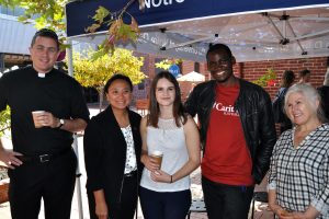 From left to right: Assistant Vocations Director Fr Mark Baumgarten, Perth-based Caritas Diocesan Coordinator, Sister Janet Palafox, International Speaker Mr Martin Mazinga and Tom Gourlay at the Project Compassion launch for 2016. Photo: Supplied.