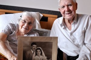 Taking the good with the bad and a commitment to staying in love are the keys to a successful marriage, according to Mercy Place Mont Clare residents Katherine and James McMahon, who recently celebrated their 70th wedding anniversary. Photo: Supplied