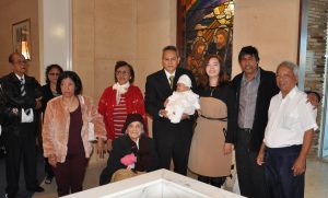 Mrs Mary Ellis at the baptism of her great grand daughter Olivia.