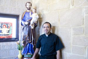 Deacon Victor Lujano inside Good Shepherd Church in Lockridge. PHOTO: Matthew Biddle