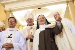 It was a landmark day dominated by happiness and rejoicing as Sr Quynh made her solemn profession of vows before Archbishop Timothy Costelloe SDB at the Carmelite convent in Nedlands on Saturday August 18. Friends and relatives, including her brother Fr John Nguyen, a priest in Vietnam, came to support her for the occasion. PHOTO: Robert Hiini