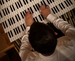 Acclaimed artistic director and organist, Dominic Perissinotto during a Pipe Organs Plus Concert at St Patrick's.
