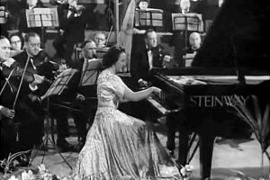 Eileen Joyce playing on the soundtrack of 1945 film Brief Encounter. Image supplied.