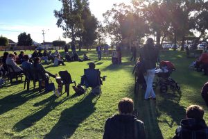 Mission in the squares Faith display: Parishioners at the Mission in the Squares that takes the Good News out into the community, to people who may not regularly attend church, and probably don’t read the Bible. Photo: Jamie O’Brien