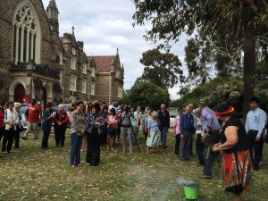 Noongar Elder ‘Aunty’ Marie Taylor facilitates a smoking ceremony and Welcome to Country, last weekend, at the Redemptorist Monastery Church in North Perth. PHOTO: Supplied