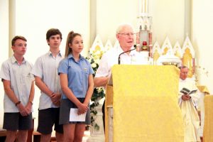 Attendees at the celebrations gather on the piazza adjacent to St Joseph’s Church in Subiaco for morning tea after the Mass. Photo: Supplied