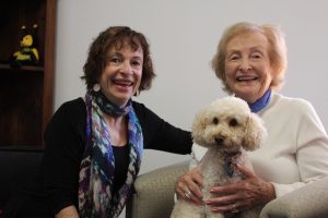 Marian Deeley, from MercyCare’s McAuley House in Wembley, receives a helping hand with her beauty treatment from Ruby Winkless, thanks to a new volunteer beauty service. PHOTO: Supplied