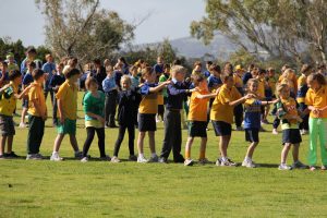 Students of St Joseph’s College Cunningham House participating in the All School Tunnel Ball to raise money for charity.