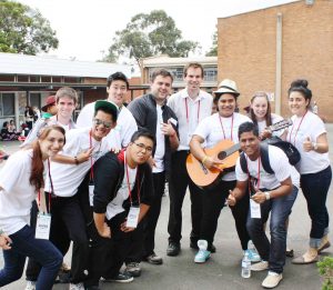 Sheldon Burke and Georgia Naughton-Watt from Ballajura Parish, above, traveled to Sydney to immerse themselves in the world of youth leadership. Participants, at right, enjoy the experience.