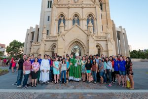 Members of Catholic Youth Ministry’s leadership training group pose with Archbishop Timothy Costelloe SDB and CYM chaplain Fr Thomas Zureich outside St Mary’s Cathedral last weekend. Archbishop Costelloe commissioned the youth leaders to represent the Archdiocese in youth work. PHOTO: Michael Connelly