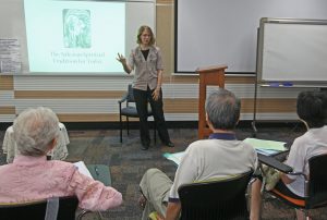 Director of the Maranatha Centre, Dr Michelle Jones, is pictured delivering a class entitled "The Salesian Spiritual Tradition for Today" at one of the Centre's various locations around Perth. PHOTO: Supplied