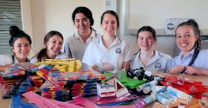 Going back to school will be a little bit brighter for children in the care of not for profit organisation MercyCare, after students from two Perth girls schools donated their time and money to create back to school packs. Photo: Supplied