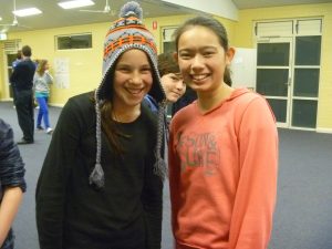 From left, Year 7 Emmanuel students Caitlin Crouch, Zac Elliott and Altina Cotter who slept under the stars for Vinnies.