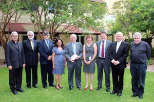 Apostolic Nuncio to Australia, Archbishop Yllana, last week presented a Knighthood of the Order of Pope Saint Sylvester, on behalf of Pope Francis, to Chair of the Australian Catholic Council for Employment Relations, Brian Lawrence, for his nine-year commitment to the work of the Council. Photo: Supplied