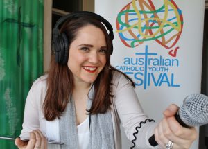 Countdown: Former Melbourne radio show host Gianna Lucas in Adelaide last month preparing for the ACYF in December – the first Catholic youth festival to stream radio live from the event. PHOTO: Supplied
