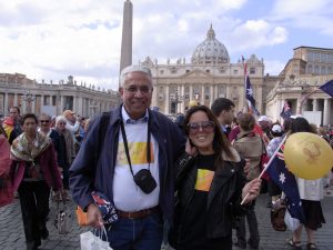 Keith Collins enjoys being there at the canonisation of St Mary MacKillop in 2010. Keith Collins enjoys being there at the canonisation of St Mary MacKillop in 2010.