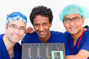 CAPTION (SJOG_surgeons): Mr Krishna Epari, Associate Professor Mo Ballal and Mr Mayank Bhandari are now undertaking more complex surgery to remove liver tumours, thanks to the acquisition of equipment that offers the latest in technology. Photo: supplied by Mr Krishna Epari. CAPTION (SJOG_surgeons): Mr Krishna Epari, Associate Professor Mo Ballal and Mr Mayank Bhandari are now undertaking more complex surgery to remove liver tumours, thanks to the acquisition of equipment that offers the latest in technology. Photo: supplied by Mr Krishna Epari.