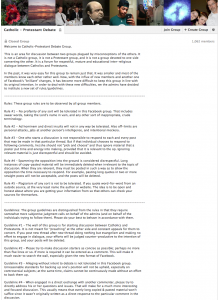 Above, a detail of the Facebook page of the group Catholic-Protestant Debate. Through adherence to its rules of civility, the group hopes to keep discussion to the point, charitable and dignified. PHOTO: ONLINE