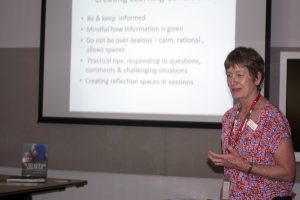 Sheryl Carmody from MercyCare speaks at the recent seminar on asylum seekers and refugees. Photo: Caroline Smith