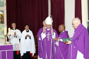 Archbishop Tim Costelloe celebrates Mass at St Charles’ Seminary in Guildford on 24 February 2016. Photo: Supplied
