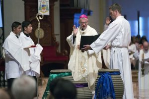 CAPTION (_V2A2649) Archbishop Timothy Costelloe blesses the holy oils during the 2016 Chrism Mass, held on 22 March at St Mary’s Cathedral. Photo: Ron Tan