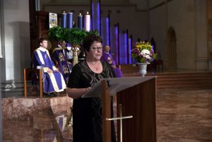 Director of the Archdiocesan Centre for Liturgy, Sr Kerry Willison, proclaims the Bull of Indiction of the Misericordiae Vultus at St Mary’s Cathedral on Saturday, 12 December to celebrate the Opening of the Holy Door, marking the commencement of the Jubilee Year of Mercy. Photo: Jamie O’Brien