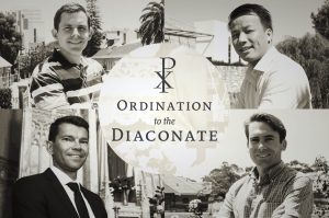 Tung Vu, Joseph Laundy, Mariusz Grzech and Konrad Gagatek will be ordained to the diaconate by Archbishop Timothy Costelloe at St Mary’s Cathedral in what is set to be a momentous occasion eagerly awaited by the Archdiocese of Perth. Photos: Marco Ceccarelli Artwork: Feby Plando