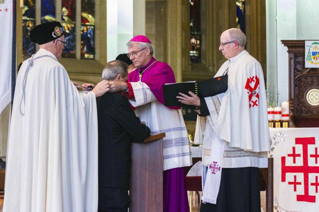 Three new members were vested at an investiture ceremony followed by a Mass for the Holy Sepulchre of Jerusalem order at St Marys Cathedral on 15 September. Photo: Amanda Murthy.