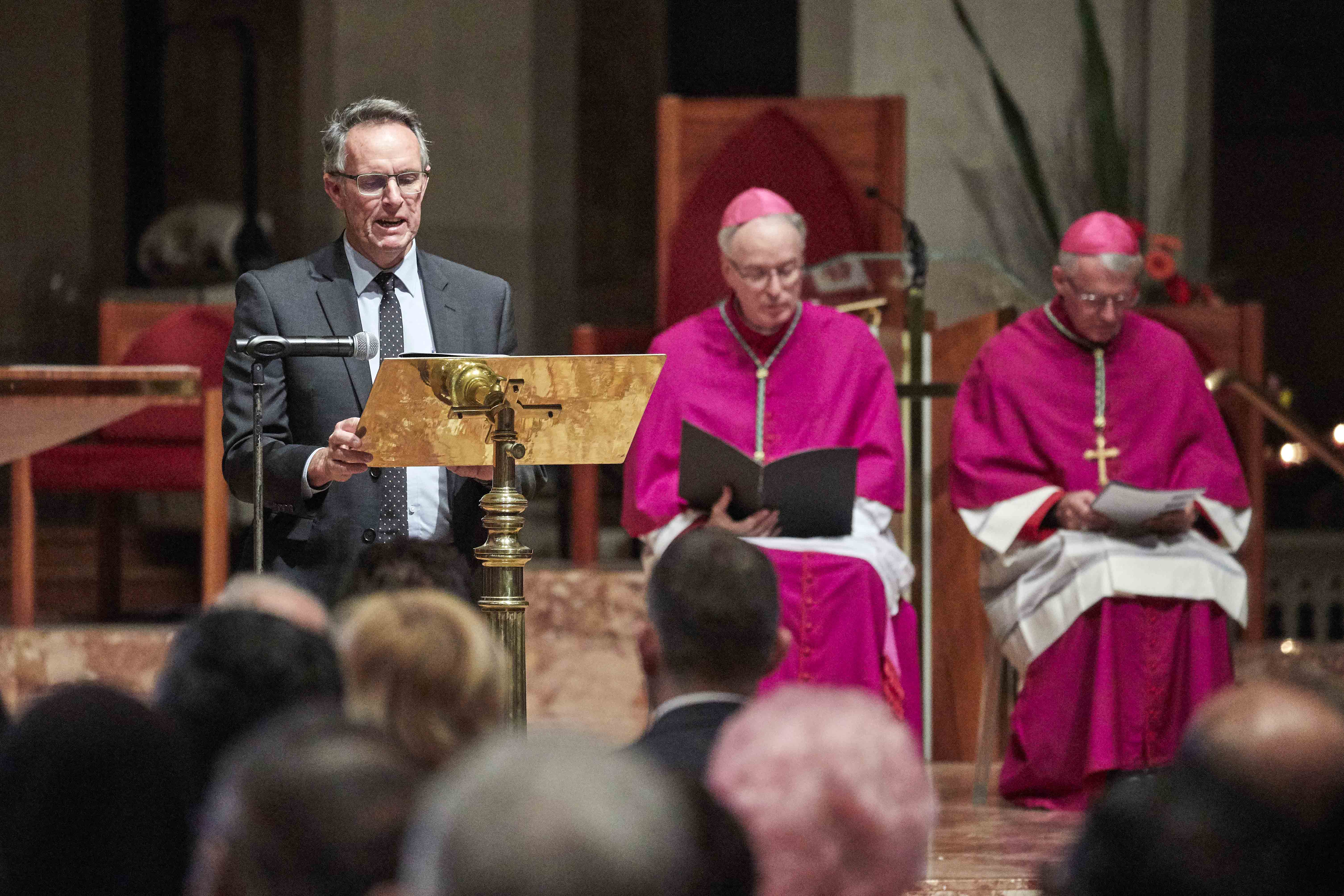 CEWA Deputy Executive Director Peter Yench reads a scripture reading at the 2019 Christmas Appeal for LifeLink Launch on Tuesday 5 December at St Mary’s Cathedral. Photo: Ron Tan.