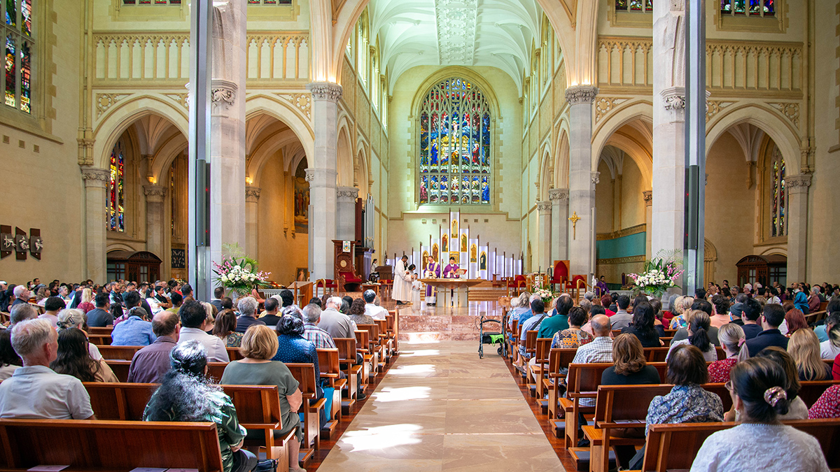 A large congregation gathered for the midday Ash Wednesday Mass at St Mary’s Cathedral. 
