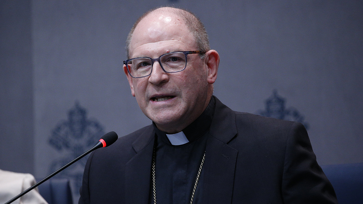 Bishop Anthony Randazzo of Broken Bay speaks during a news conference at the Vatican on 4 October 2024. Pope Leo XIV named the prelate prefect of the Dicastery for Legislative Texts on 25 March 2026, and in conjunction with the appointment also granted him the personal title of archbishop. Photo: CNS/Justin McLellan.
