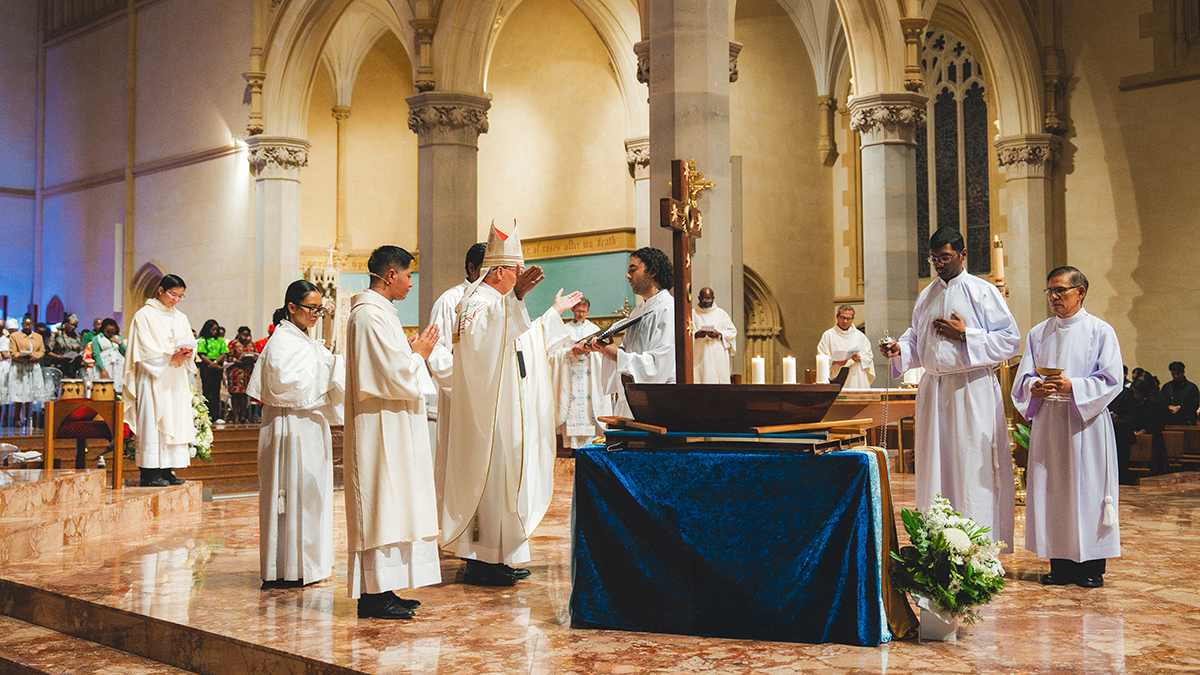We have gathered around this Migrant Cross, a sacred sign inviting us to recognise the dignity of every person, and to welcome the stranger as Christ among us, Archbishop Timothy Costelloe SDB said. Photo: Andrea Bernardino/Archdiocese of Perth.
