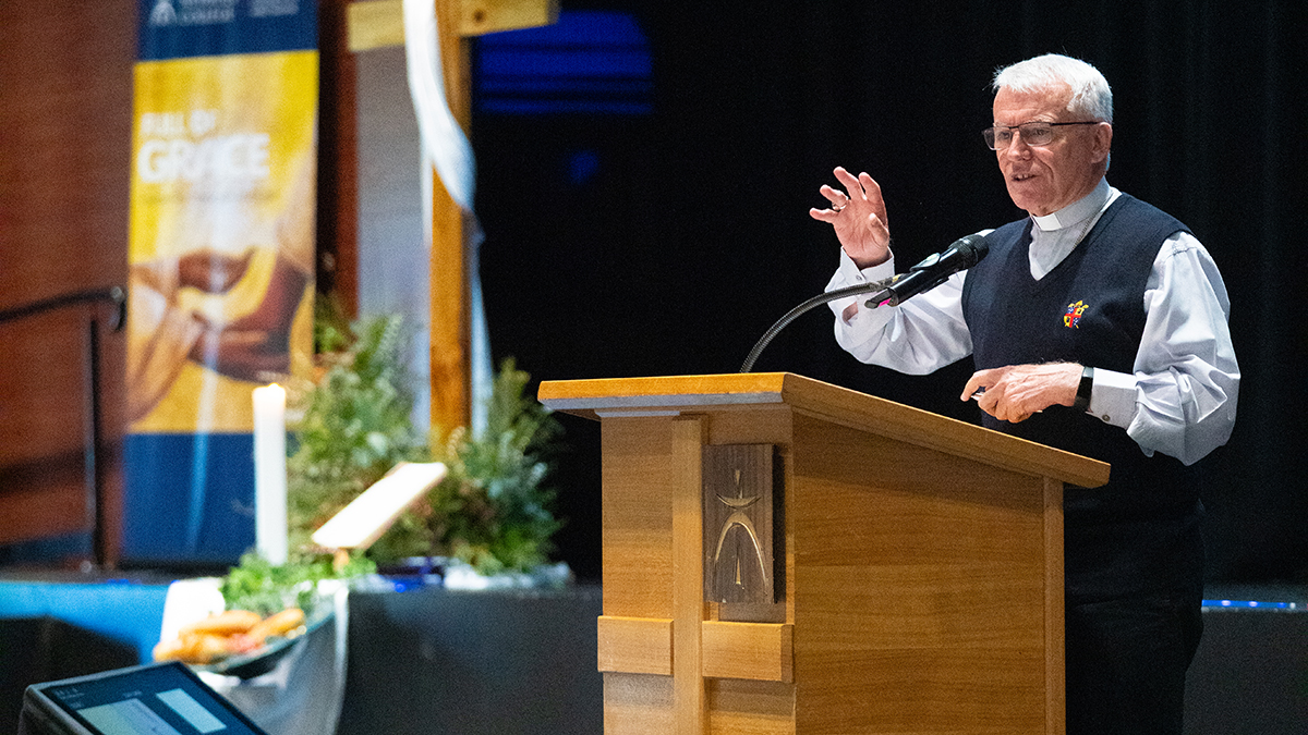 Speaking at the 2026 Clergy Conference, held Tuesday 14 April to Thursday 16 April at Newman College Amphitheatre, Archbishop Costelloe headlined the conference with his speech entitled, ‘Do you love me?’. Photo: Eric Odong/Archdiocese of Perth.