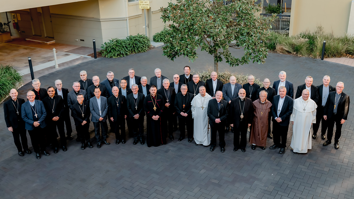 Perth Archbishop Timothy Costelloe SDB spoke to the Bishops of Australia during the formal Opening of the Bishops Conference Plenary Meeting, May 2026 at St Mary MacKillop Place, North Sydney. Photo: ACBC.