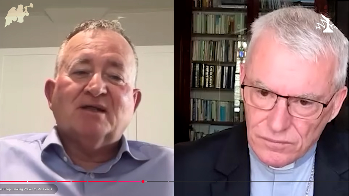 Perth Archbishop Timothy Costelloe SDB joined Professor Hayden Ramsay, Chair of the Theological Commission for Eucharist28, for the fifth volume in the congress video series, titled “The Eucharist and Sanctity.” Photo: Sourced.