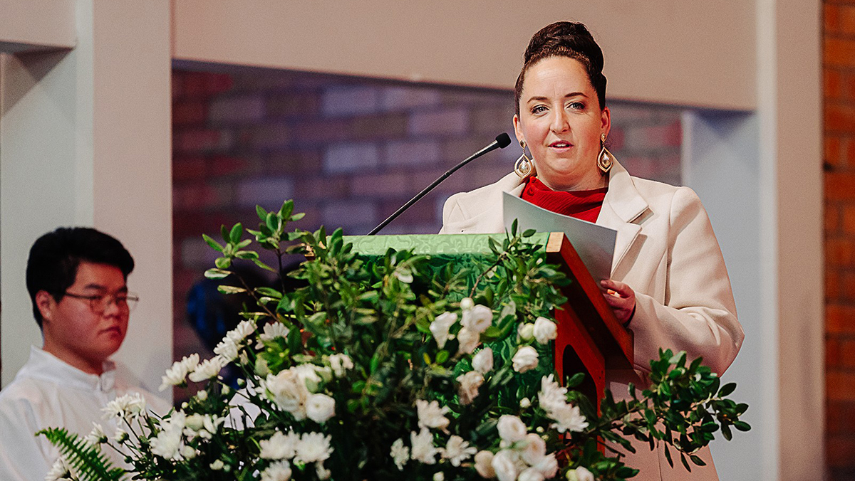 Mim said she accepted her role with a profound sense of gratitude and humility. Photo: Cypher Studios/St Thomas More College.